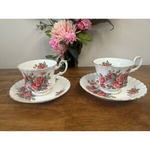Royal Albert Centennial Rose Bone‎ China Teacup Saucer Set England Pink Floral